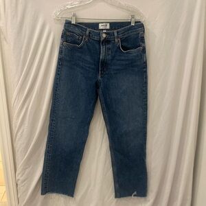 Agolde Dark Wash High Rise Straight Crop Buttonfly Jeans Women’s 26